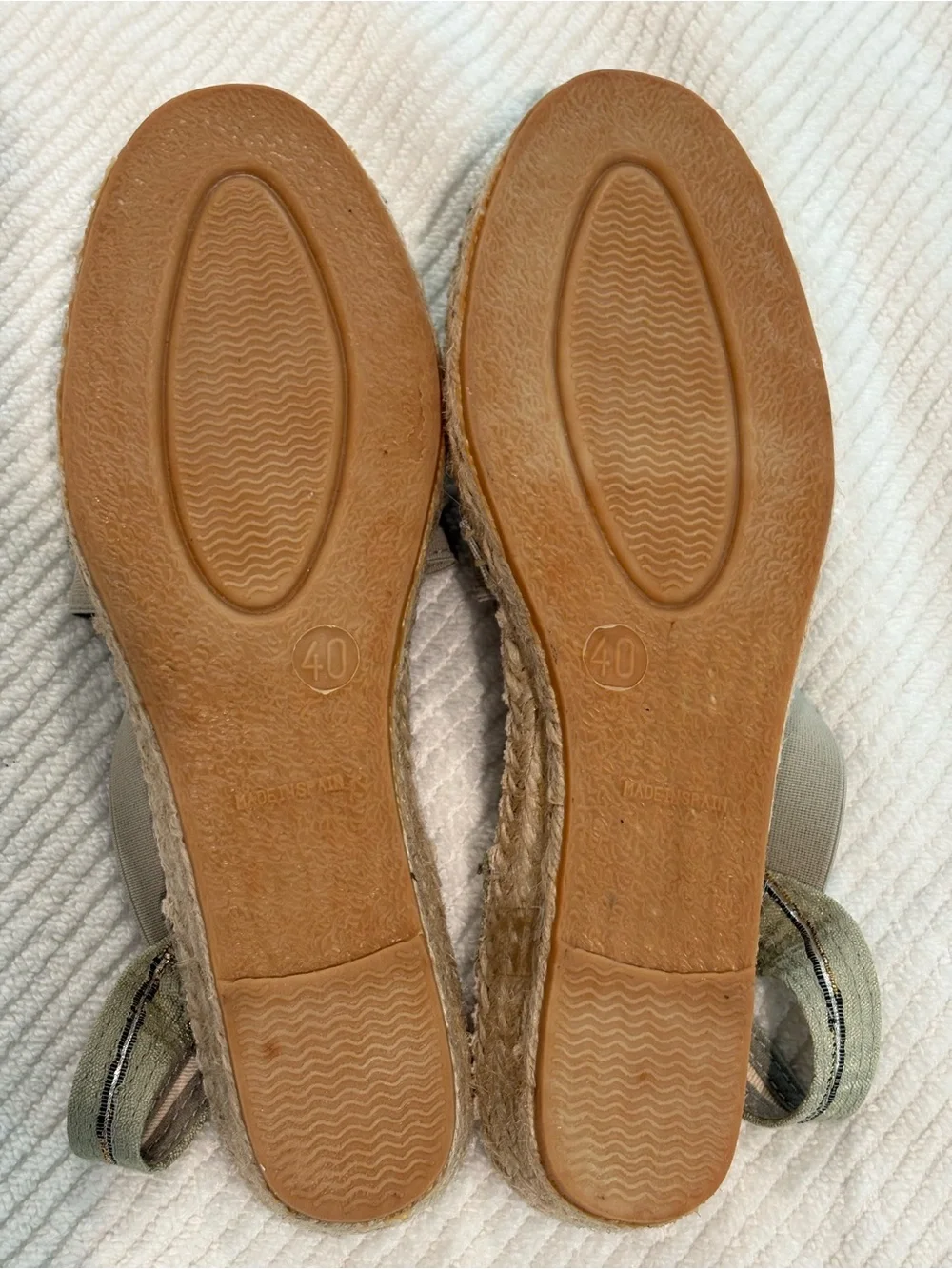 Toni Pons Women’s Metallic Striped Espadrille Flats Strap Green/Gold EU 40 NEW